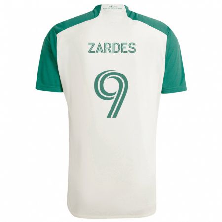 Kandiny Kinder Gyasi Zardes #9 Braune Farben Grün Auswärtstrikot Trikot 2024/25 T-Shirt