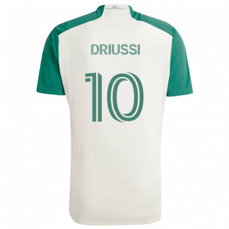 Kandiny Kinder Sebastián Driussi #10 Braune Farben Grün Auswärtstrikot Trikot 2024/25 T-Shirt