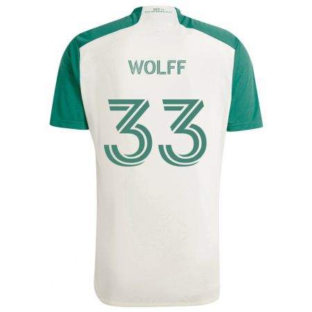 Kandiny Kinder Owen Wolff #33 Braune Farben Grün Auswärtstrikot Trikot 2024/25 T-Shirt