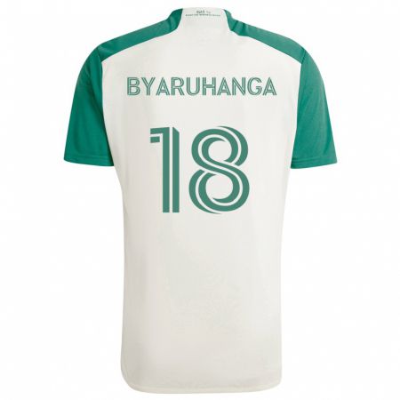 Kandiny Kinder Bobosi Byaruhanga #18 Braune Farben Grün Auswärtstrikot Trikot 2024/25 T-Shirt