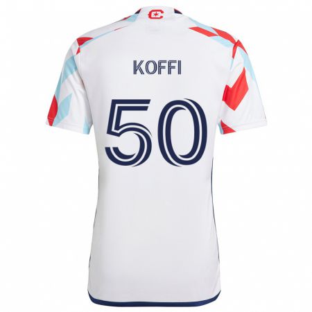 Kandiny Kinder Christian Koffi #50 Weiß Rot Blau Auswärtstrikot Trikot 2024/25 T-Shirt