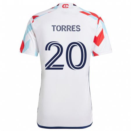 Kandiny Kinder Jairo Torres #20 Weiß Rot Blau Auswärtstrikot Trikot 2024/25 T-Shirt