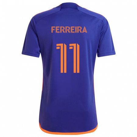 Kandiny Kinder Sebastián Ferreira #11 Lila Orange Auswärtstrikot Trikot 2024/25 T-Shirt