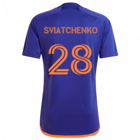 Kandiny Kinder Erik Sviatchenko #28 Lila Orange Auswärtstrikot Trikot 2024/25 T-Shirt