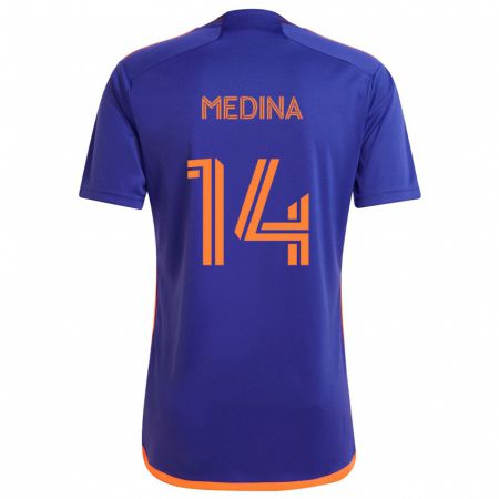 Kandiny Kinder Jeferson Medina #14 Lila Orange Auswärtstrikot Trikot 2024/25 T-Shirt