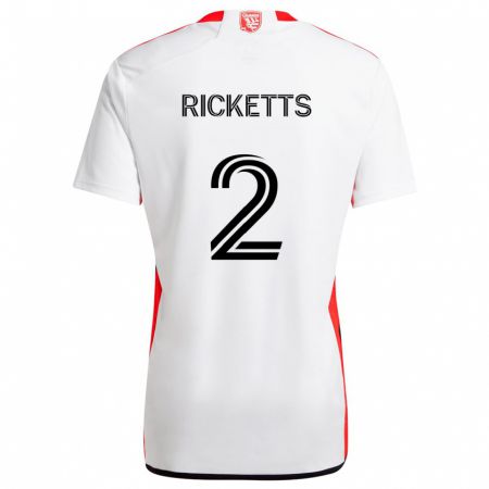 Kandiny Kinder Jamar Ricketts #2 Weiß Rot Auswärtstrikot Trikot 2024/25 T-Shirt