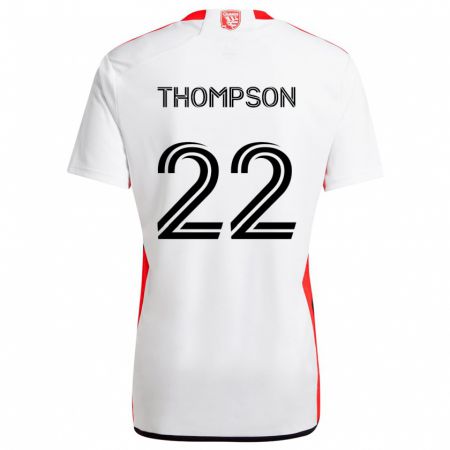 Kandiny Kinder Tommy Thompson #22 Weiß Rot Auswärtstrikot Trikot 2024/25 T-Shirt