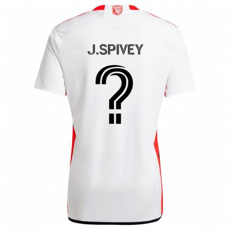 Kandiny Kinder Jermaine Spivey #0 Weiß Rot Auswärtstrikot Trikot 2024/25 T-Shirt