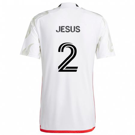 Kandiny Kinder Geovane Jesus #2 Weiß Rot Schwarz Auswärtstrikot Trikot 2024/25 T-Shirt