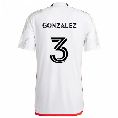 Kandiny Kinder Omar González #3 Weiß Rot Schwarz Auswärtstrikot Trikot 2024/25 T-Shirt