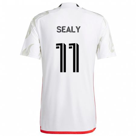 Kandiny Kinder Dante Sealy #11 Weiß Rot Schwarz Auswärtstrikot Trikot 2024/25 T-Shirt