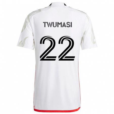 Kandiny Kinder Ema Twumasi #22 Weiß Rot Schwarz Auswärtstrikot Trikot 2024/25 T-Shirt