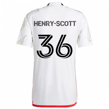 Kandiny Kinder Malik Henry-Scott #36 Weiß Rot Schwarz Auswärtstrikot Trikot 2024/25 T-Shirt