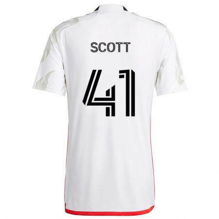 Kandiny Kinder Tarik Scott #41 Weiß Rot Schwarz Auswärtstrikot Trikot 2024/25 T-Shirt