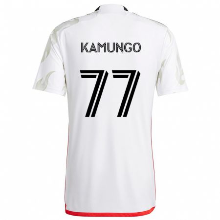 Kandiny Kinder Bernard Kamungo #77 Weiß Rot Schwarz Auswärtstrikot Trikot 2024/25 T-Shirt