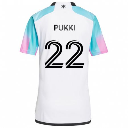 Kandiny Kinder Teemu Pukki #22 Weiß Blau Schwarz Auswärtstrikot Trikot 2024/25 T-Shirt