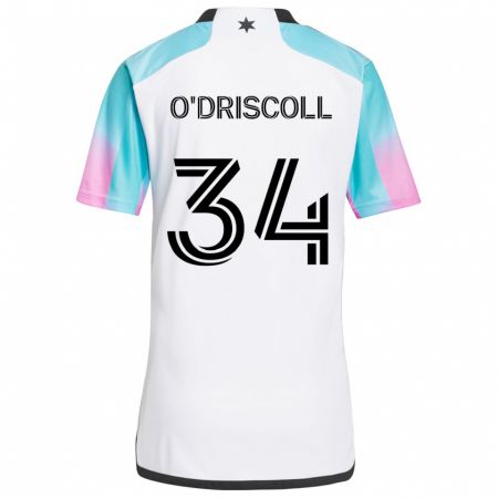 Kandiny Kinder Rory O'driscoll #34 Weiß Blau Schwarz Auswärtstrikot Trikot 2024/25 T-Shirt