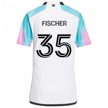 Kandiny Kinder Britton Fischer #35 Weiß Blau Schwarz Auswärtstrikot Trikot 2024/25 T-Shirt