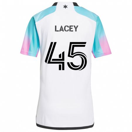 Kandiny Kinder Kameron Lacey #45 Weiß Blau Schwarz Auswärtstrikot Trikot 2024/25 T-Shirt