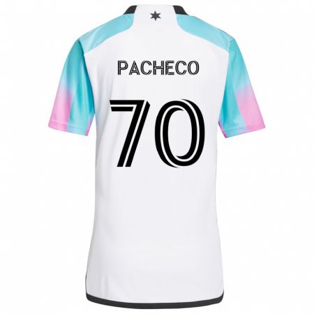 Kandiny Kinder Diogo Pacheco #70 Weiß Blau Schwarz Auswärtstrikot Trikot 2024/25 T-Shirt