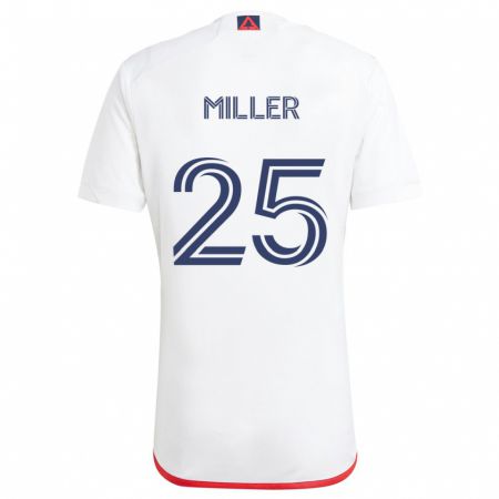 Kandiny Kinder Peyton Miller #25 Weiß Rot Auswärtstrikot Trikot 2024/25 T-Shirt