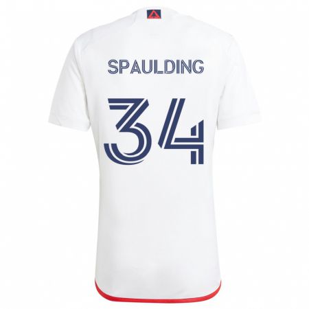 Kandiny Kinder Ryan Spaulding #34 Weiß Rot Auswärtstrikot Trikot 2024/25 T-Shirt