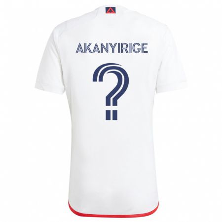 Kandiny Kinder Jacob Akanyirige #0 Weiß Rot Auswärtstrikot Trikot 2024/25 T-Shirt