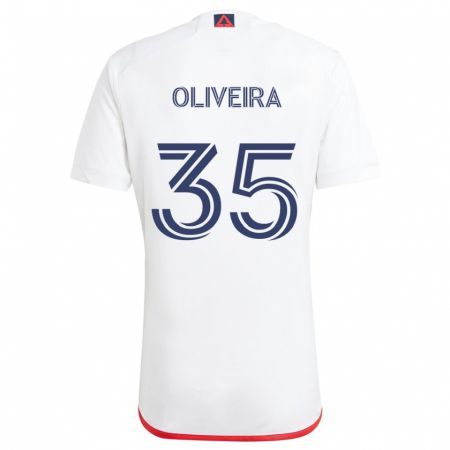 Kandiny Kinder Cristiano Oliveira #35 Weiß Rot Auswärtstrikot Trikot 2024/25 T-Shirt