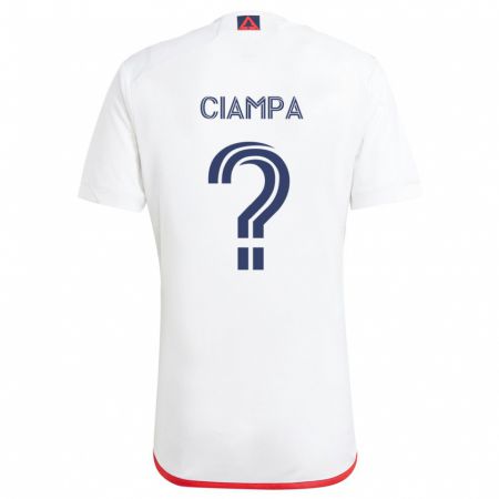 Kandiny Kinder Giuseppe Ciampa #0 Weiß Rot Auswärtstrikot Trikot 2024/25 T-Shirt