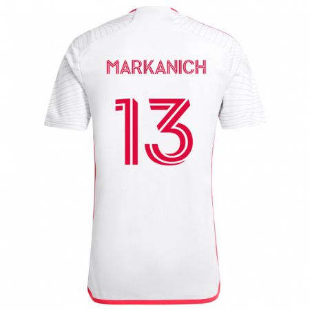 Kandiny Kinder Anthony Markanich #13 Weiß Rot Auswärtstrikot Trikot 2024/25 T-Shirt