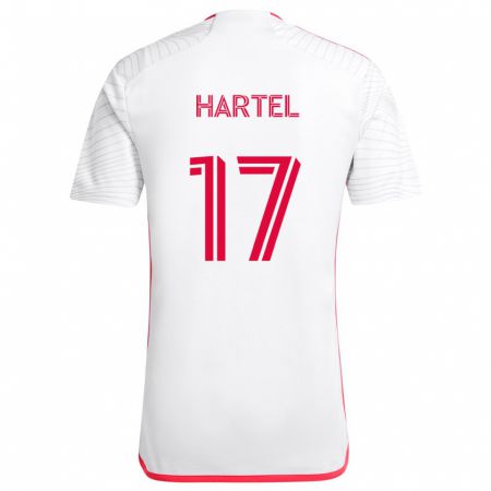 Kandiny Kinder Marcel Hartel #17 Weiß Rot Auswärtstrikot Trikot 2024/25 T-Shirt