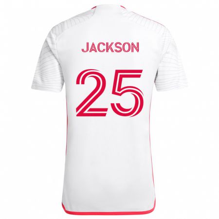 Kandiny Kinder Aziel Jackson #25 Weiß Rot Auswärtstrikot Trikot 2024/25 T-Shirt