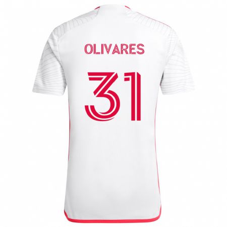 Kandiny Kinder Christian Olivares #31 Weiß Rot Auswärtstrikot Trikot 2024/25 T-Shirt