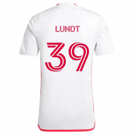 Kandiny Kinder Ben Lundt #39 Weiß Rot Auswärtstrikot Trikot 2024/25 T-Shirt