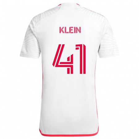 Kandiny Kinder Johnny Klein #41 Weiß Rot Auswärtstrikot Trikot 2024/25 T-Shirt