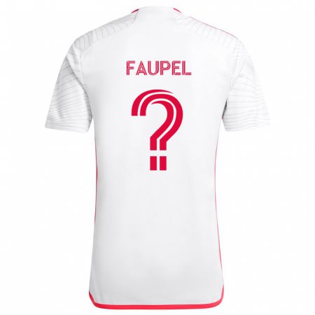 Kandiny Kinder Anthony Faupel #0 Weiß Rot Auswärtstrikot Trikot 2024/25 T-Shirt