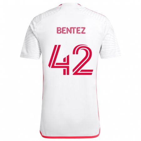 Kandiny Kinder Óscar Benítez #42 Weiß Rot Auswärtstrikot Trikot 2024/25 T-Shirt