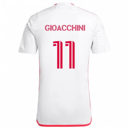 Kandiny Kinder Nicholas Gioacchini #11 Weiß Rot Auswärtstrikot Trikot 2024/25 T-Shirt