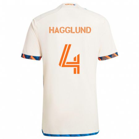 Kandiny Kinder Nick Hagglund #4 Weiß Orange Auswärtstrikot Trikot 2024/25 T-Shirt