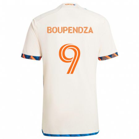 Kandiny Kinder Aaron Boupendza #9 Weiß Orange Auswärtstrikot Trikot 2024/25 T-Shirt