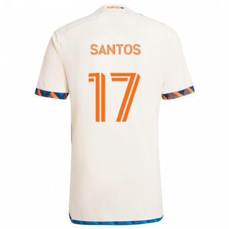 Kandiny Kinder Sergio Santos #17 Weiß Orange Auswärtstrikot Trikot 2024/25 T-Shirt