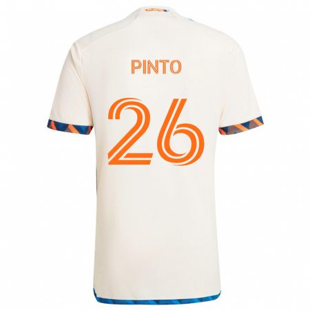 Kandiny Kinder Malik Pinto #26 Weiß Orange Auswärtstrikot Trikot 2024/25 T-Shirt