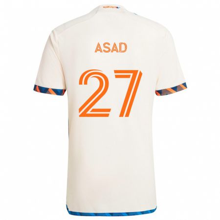 Kandiny Kinder Yamil Asad #27 Weiß Orange Auswärtstrikot Trikot 2024/25 T-Shirt