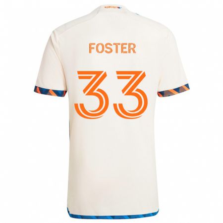 Kandiny Kinder Isaiah Foster #33 Weiß Orange Auswärtstrikot Trikot 2024/25 T-Shirt