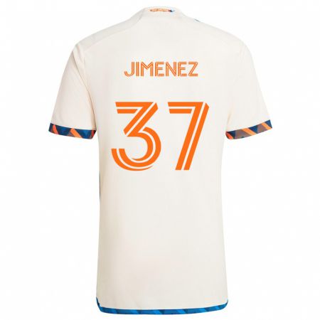 Kandiny Kinder Stiven Jimenez #37 Weiß Orange Auswärtstrikot Trikot 2024/25 T-Shirt