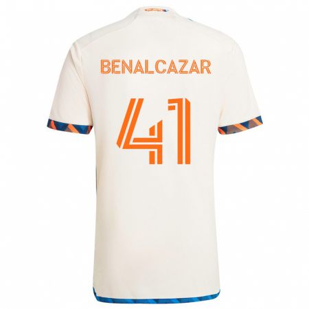 Kandiny Kinder Nico Benalcázar #41 Weiß Orange Auswärtstrikot Trikot 2024/25 T-Shirt