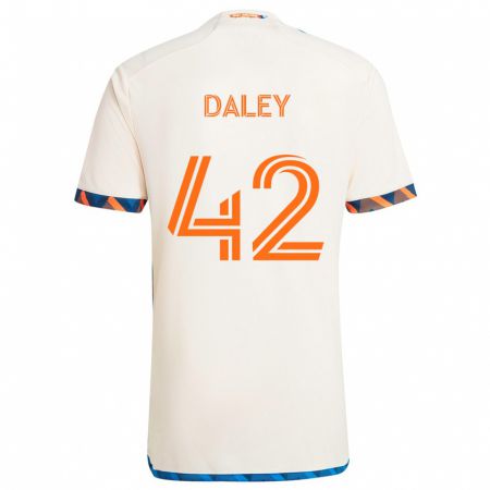 Kandiny Kinder Amir Daley #42 Weiß Orange Auswärtstrikot Trikot 2024/25 T-Shirt