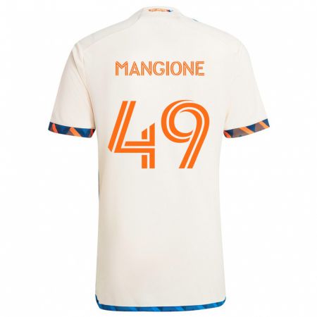 Kandiny Kinder Peter Mangione #49 Weiß Orange Auswärtstrikot Trikot 2024/25 T-Shirt