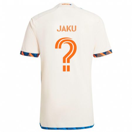 Kandiny Kinder John Jaku #0 Weiß Orange Auswärtstrikot Trikot 2024/25 T-Shirt