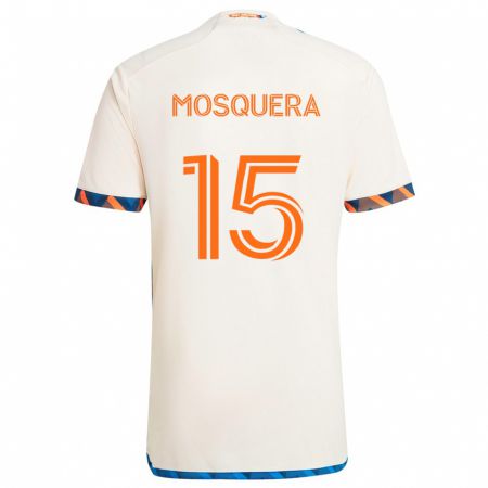 Kandiny Kinder Yerson Mosquera #15 Weiß Orange Auswärtstrikot Trikot 2024/25 T-Shirt